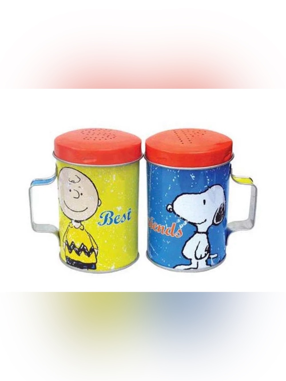 Peanuts Charlie Brown and Snoopy Best Friends Tin Salt and Pepper Shakers 2012